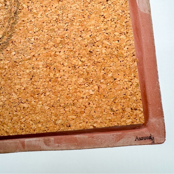 Mackenzie Childs Pottery Aurora Pattern Square Tile Trivet Cork Vintage - Picture 8 of 11